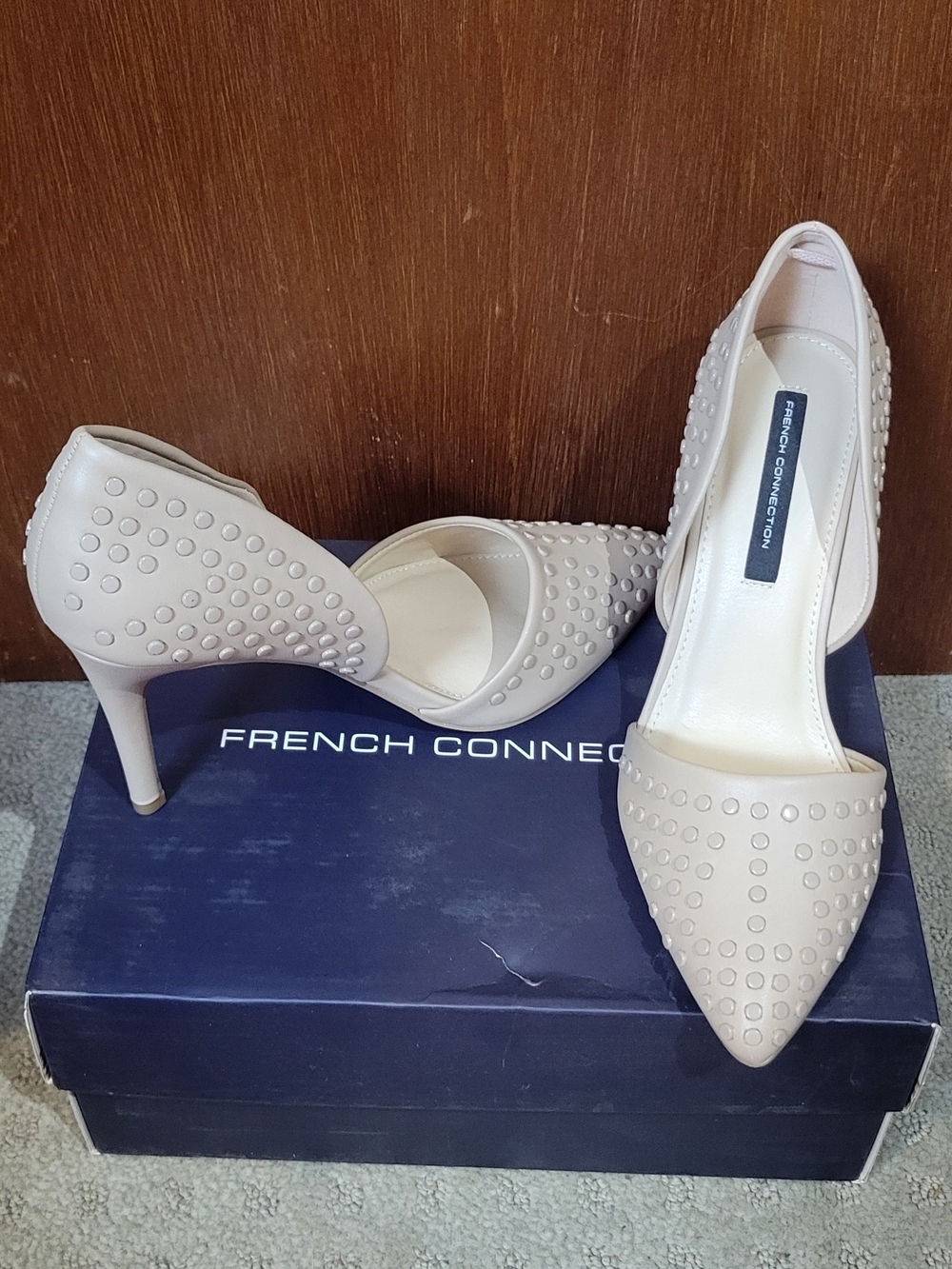 French Connection Women's Nude Studded Pointed-Toe Heels
